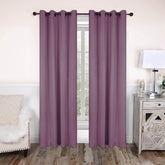 2 Pieces Plain Dyed Back Lining Eyelet Curtains - Warm Purple